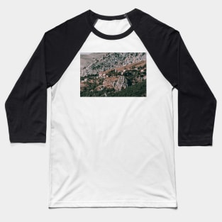 Old Italian Town on Mountain Cliff Baseball T-Shirt